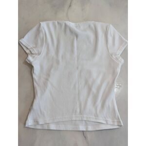 Princess Polly White Ribbed Short Sleeve Scoop Neck Crop Top US 4 Basic Minimal